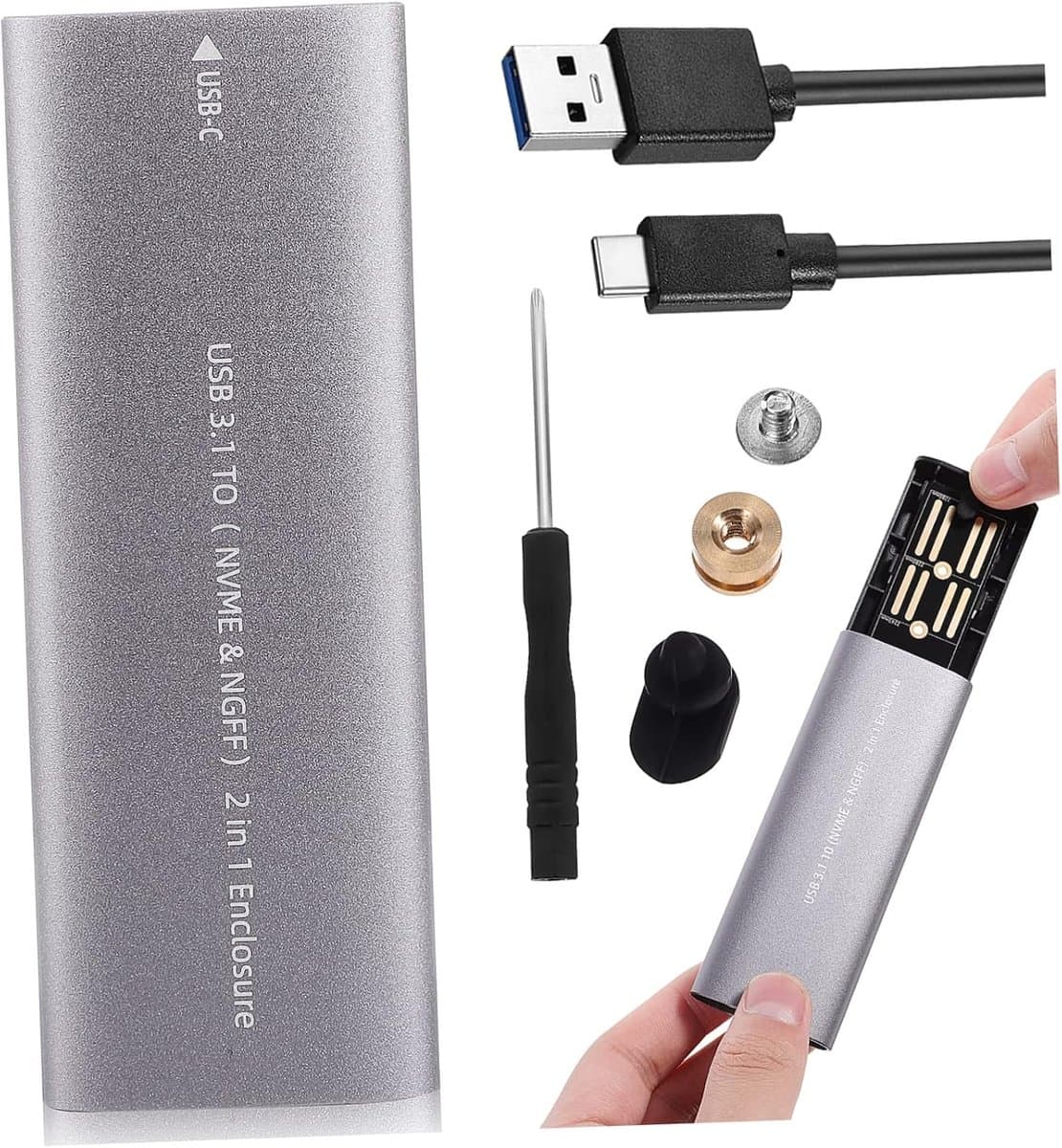 Externe Harde Schijf - Draagbare SSD - Snelle Data Transfer - Aluminium Behuizing - 11.5 x 3.7 x 1.2 cm — afbeelding 1
