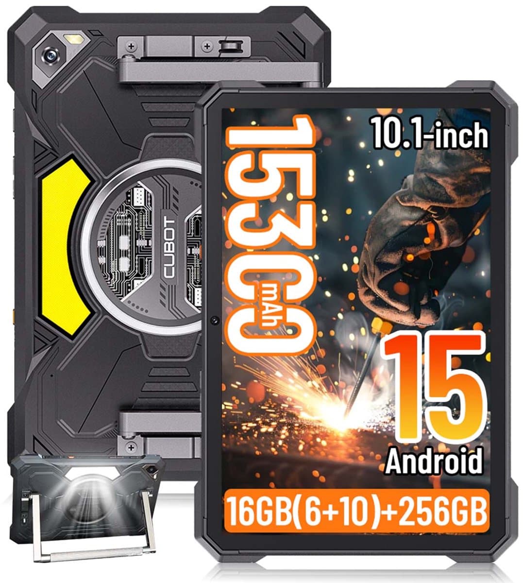 Robuuste Tablet - CUBOT TAB Kingkong S - 16GB RAM 256GB ROM - 15300 mAh - 10,1 inch - Dual SIM 4G - IP68/IP69 K - Android 15 - GPS - Zwart — afbeelding 1