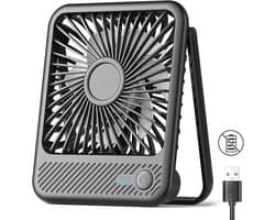 USB-bureauventilator - krachtige - ultrastille - kleine persoonlijke ventilator met 180° kantel- en inklapfunctie en 3 instelbare snelheden - USB-C-voeding met snoer - mini-USB-ventilator voor kantoor, bureau en slaapkamer - GEEN BATTERIJ
