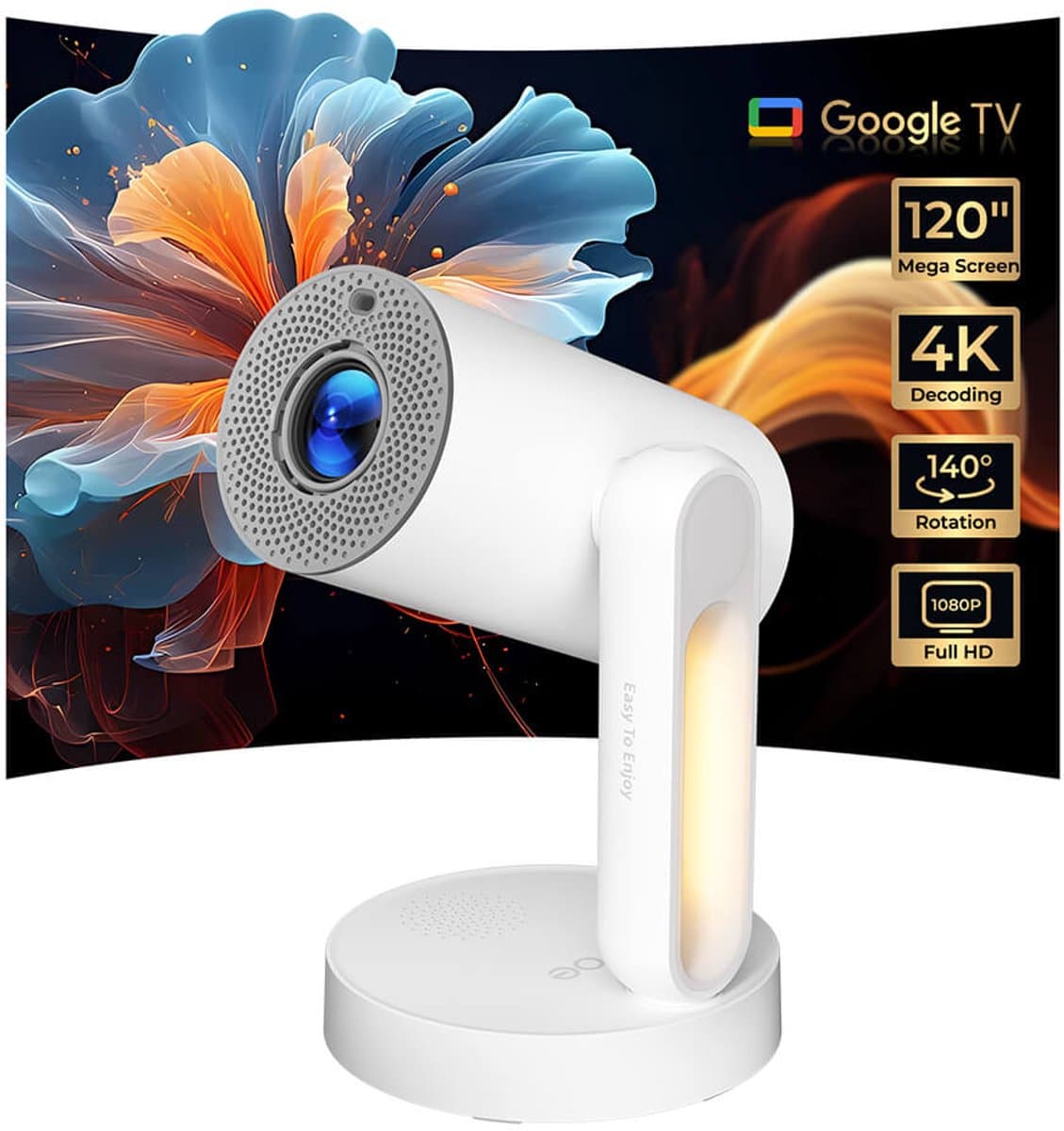 ETOE Starfish Plus Projector - Google TV, 4K, 300 ANSI, Auto Keystone, 140° Draaibaar, Nachtlamp — afbeelding 1