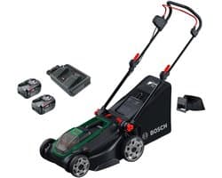 Bosch Rotak 18V2-43 - Grasmaaier - Inclusief 2 x 18V 4.0 Ah accu en AL 2x18V-88 lader en mulchplug
