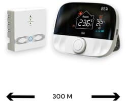 Draadloze thermostaat | Tuya WiFi & 433MHz RF ontvanger | Draaiknop | Opbouw | Zwart/grijs