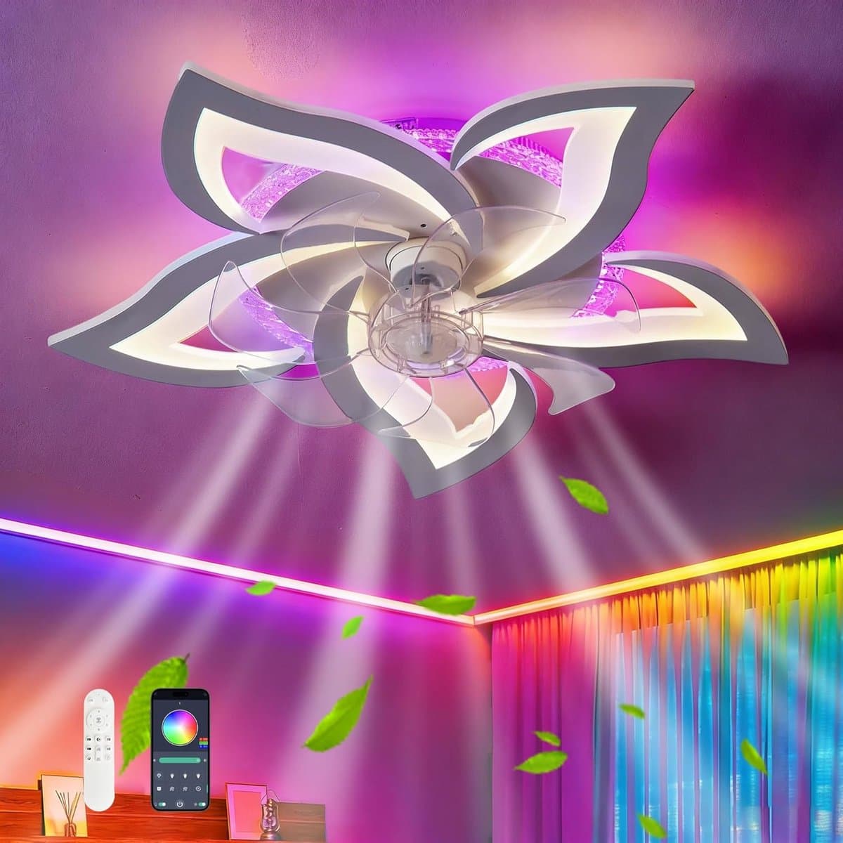 Equivera Plafonniere met Ventilator - Plafondventilator - Plafondventilator Afstandsbediening - Plafondventilator Slaapkamer - Plafond Ventilator met Verlichting - Plafondlamp - Plafonniere - Ideaal voor in uw slaapkamer! — afbeelding 1
