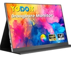 Draagbare Monitor 15,6 Inch Full HD – Portable Monitor met IPS Scherm & Ingebouwde Speakers – USB-C & HDMI – 1080P – Ultra Dun & Lichtgewicht – Geschikt voor Laptop, Console en PC