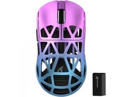 ATTACK SHARK R2 - Draadloze Gaming Muis - Magnesium Alloy - PAW3950MAX - Ultralichte(45g)- Wired/2.4G/BT5.2 - 42000DPI - Twilight Purple