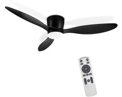 Plafondventilator met verlichting Ø132 cm - Plafondlampen met Ventilator & Lamp Inclusief Afstandsbediening - 6 snelheden - dimbaar - Zwart