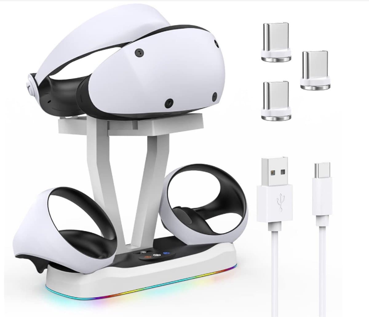 LED-stand geschikt voor Playstation VR2-Oplaadstation geschikt voor PS5 VR-headset en Sense-controller-Geschikt voor PS VR2 Spelaccessoires-Opslagbasis-Magnetische aansluiting — afbeelding 1