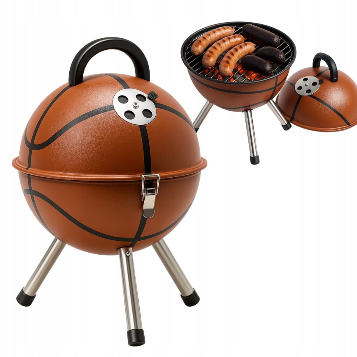 Draagbare Kolengrill "Basketbal" 36x48cm - Camping & Balkon — afbeelding 1