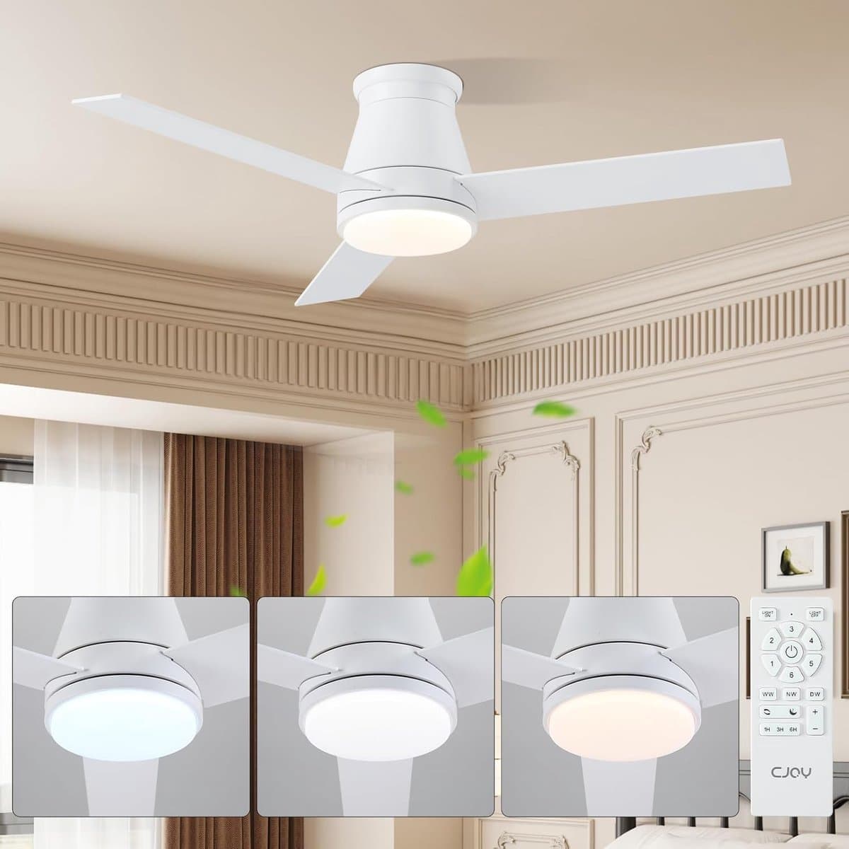 Stille Plafondventilator met Verlichting en Afstandsbediening, 107 cm, Dimbaar en Omkeerbaar — afbeelding 1