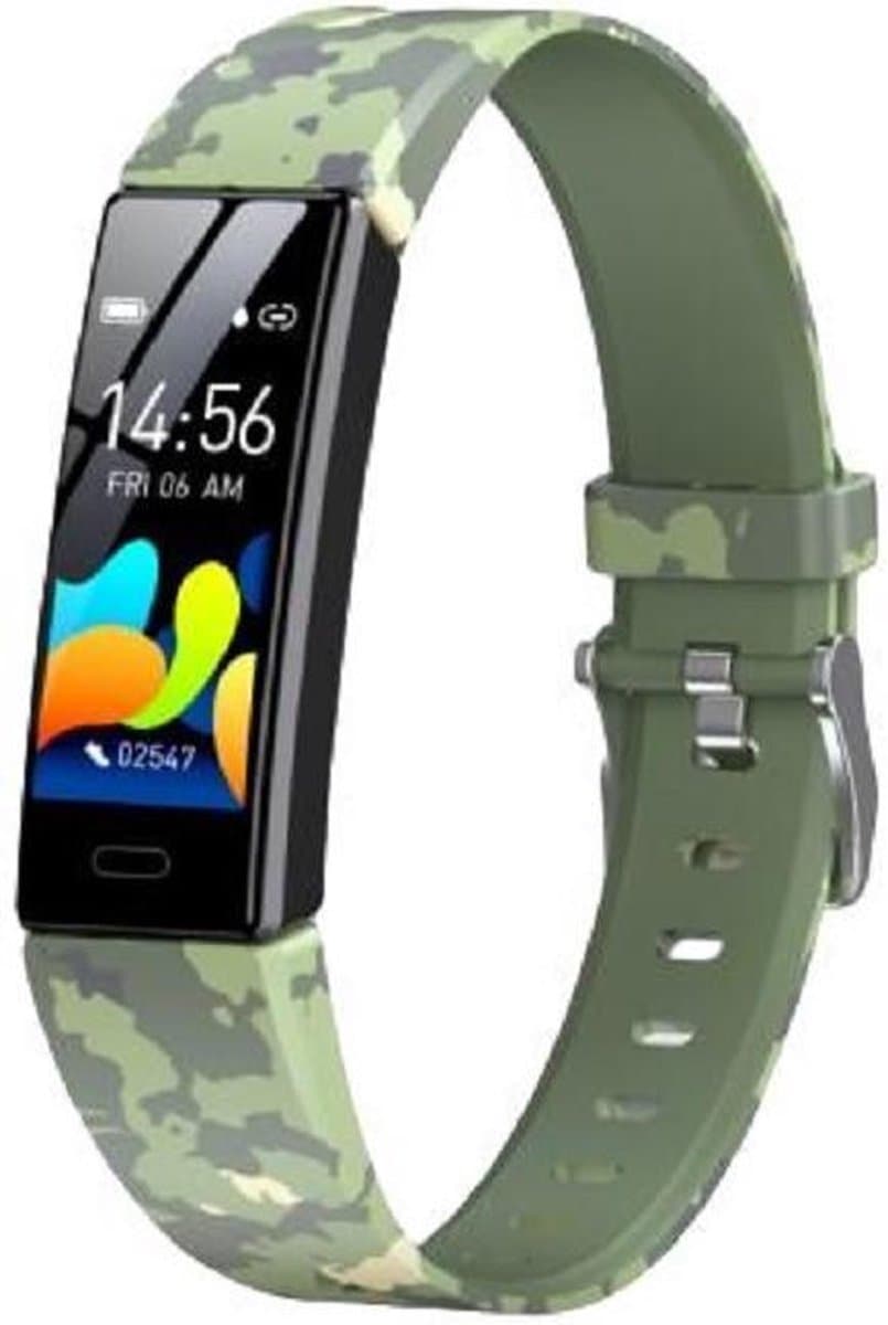 West Watches Model Wood Activity Tracker Stappenteller - Smartband - Sporthorloge Tieners/Kinderen -Camouflage Groen — afbeelding 1