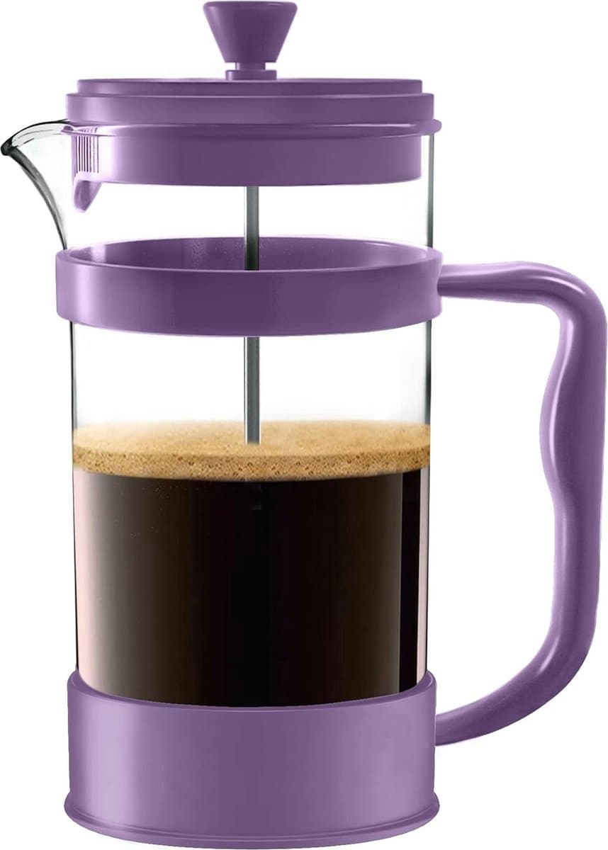 French Press/Franse Pers Koffiezetapparaat, Koffie of Thee Maker met Drie Filters, Hittebestendig Borosilicaatglas met Stalen Zuiger - 1000ml / 1 Liter / 34Oz - Pruim — afbeelding 1