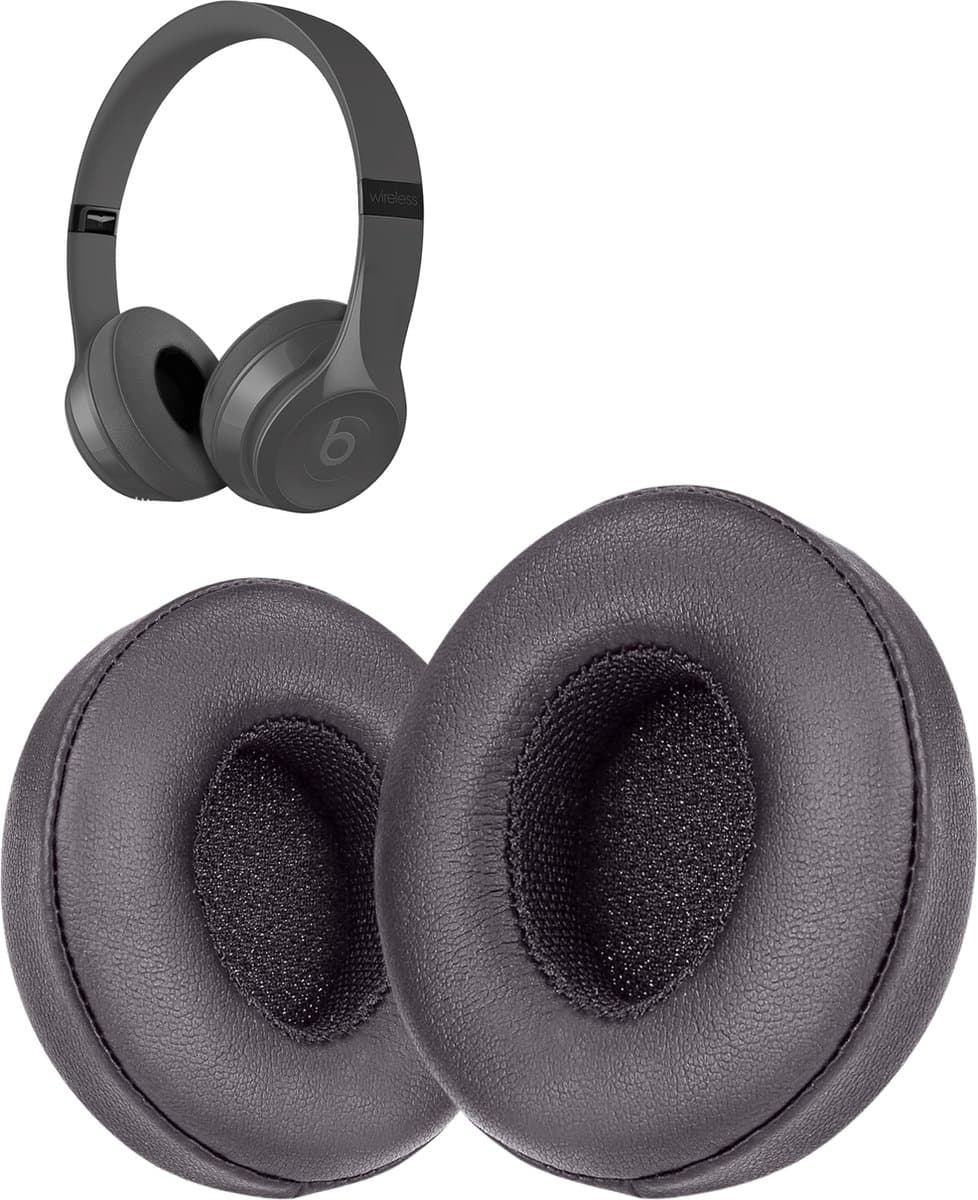 Oorkussens geschikt voor Beats By Dr. Dre Solo 2.0/3.0 wireless - Koptelefoon oorkussens voor Beats Solo antraciet — afbeelding 1