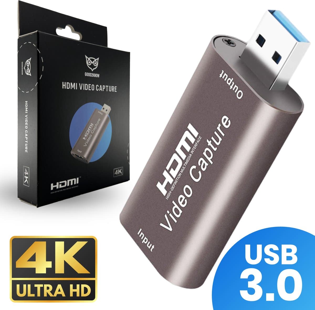 Good2know Capture Card HDMI naar USB 3.0 - 4K - Video Capture geschikt voor Nintendo Switch, PlayStation, Xbox, Windows, MAC - Game Capture — afbeelding 1