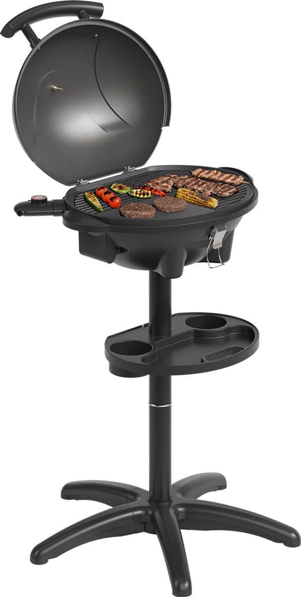 KitchenBrothers Elektrische BBQ - Opvouwbaar - Anti-aanbaklaag - PFAS-vrij - tot 250°C - 2400W - Vaderdag Cadeau - Zwart — afbeelding 1