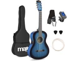 Kinder gitaar - MAX SoloArt akoestische gitaar 3/4 - Met gratis muzieklessen en accessoires - Blauw