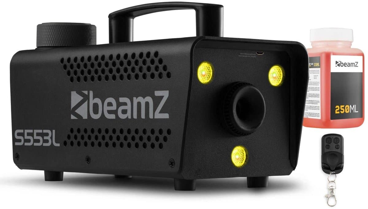 Rookmachine met LED’s - BeamZ S553L - Set met 250ml vloeistof - Voor Halloween - 3 RGB LED’s - 550W — afbeelding 1