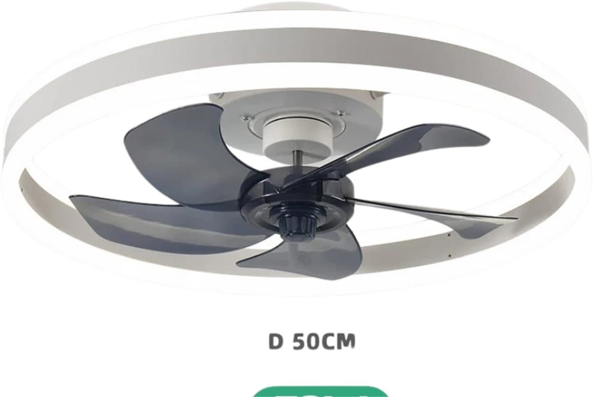 Bovista Plafondventilator - Met Verlichting - Plafond Ventilator - Met Lamp - Plafonniere Met Ventilator - Met Licht - Wit - 50cm — afbeelding 1
