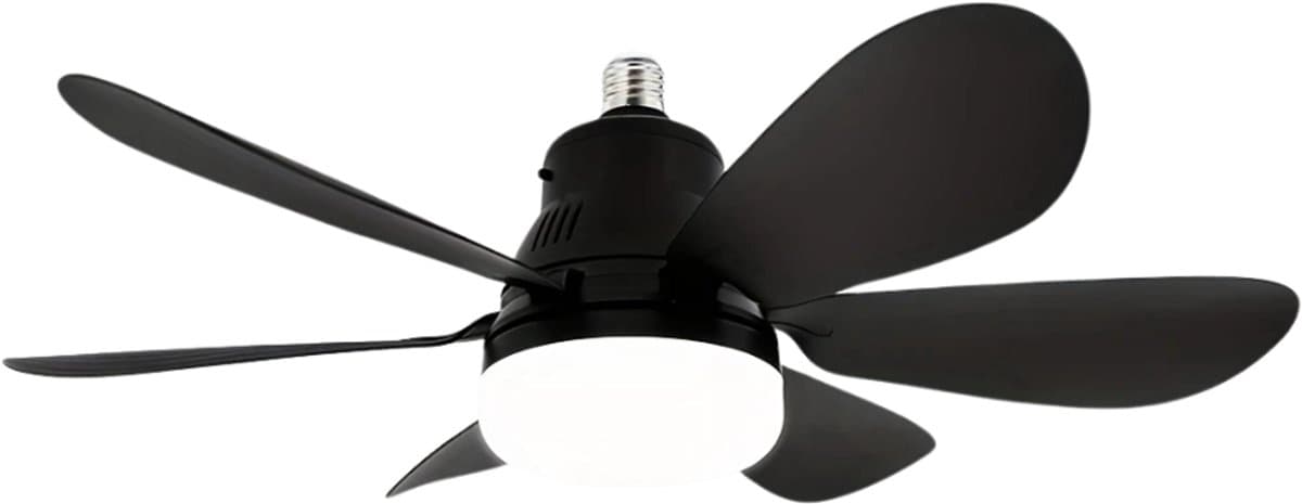 Nivard Plafondventilator - Met Verlichting - Plafond Ventilator - Met Lamp - Plafonniere Met Ventilator - Met Licht - Zwart - 50cm - 2 Stuks — afbeelding 1