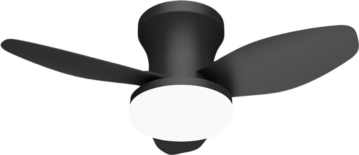 Bovista Plafondventilator - Met Verlichting - Plafond Ventilator - Met Lamp - Plafonniere Met Ventilator - Met Licht - Zwart - 88cm — afbeelding 1