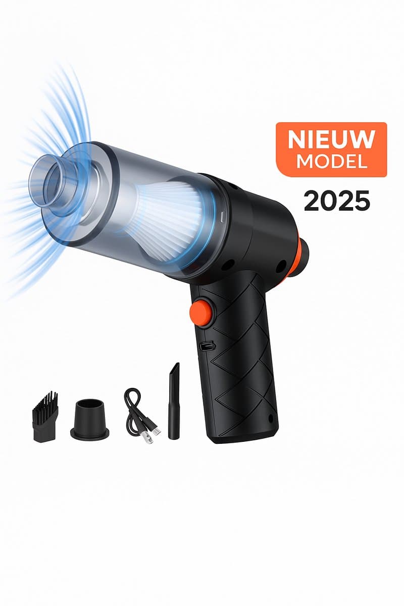 Narvie Draadloze Kruimeldief – 2500 PA Zuig- & Blaasfunctie – HEPA Filter – Nat & Droog – Voor Auto & Huis – USB Oplaadbaar – Pro2025 — afbeelding 1