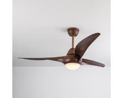 LumenXL - Plafondventilator met LEDs en aanpasbare kleurtemperatuur in donkerbruine houtoptiek - Wieke