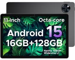 DOOGEE U11 - Tablet - Tablets - 16 GB RAM+ 128 GB ROM/TF 2TB - Android 15 - 11 inth 90 Hz - Dubbele boxluidsprekers - 8580 mAh - Face ID - 5G WiFi - Widevine L1 - GPS - Grijs