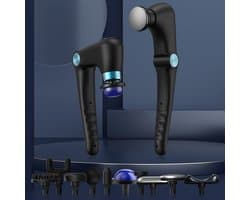 Massagepistool met 10 verwisselbare opzetstukken, massagepistool met verwarmingsfunctie, rugmassageapparaat geschikt voor diepe weefselpijn, massager voor spierherstel van schouders en rug (blauw)