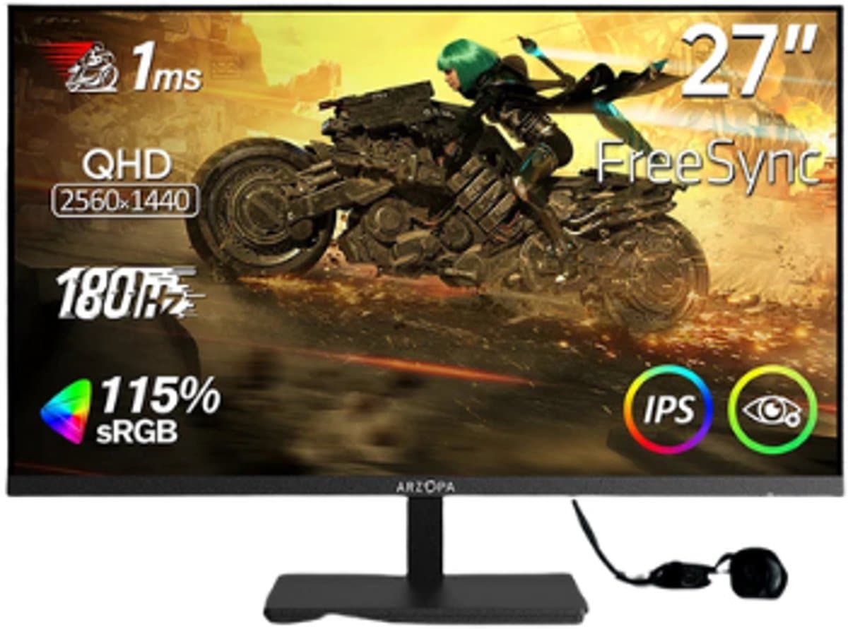 Monitor – 2K QHD – 180Hz Fast IPS – Draagbare Tweede Monitor voor PC, Laptop, — afbeelding 1
