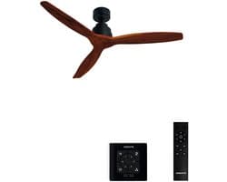 CREATE - Plafondventilator 40W silent Ø132 cm - Met Wandregelaar - Met Afstandsbediening - 6 Snelheden - Timer - Zomer/Winter functie - Zwart - WIND STYLANCE