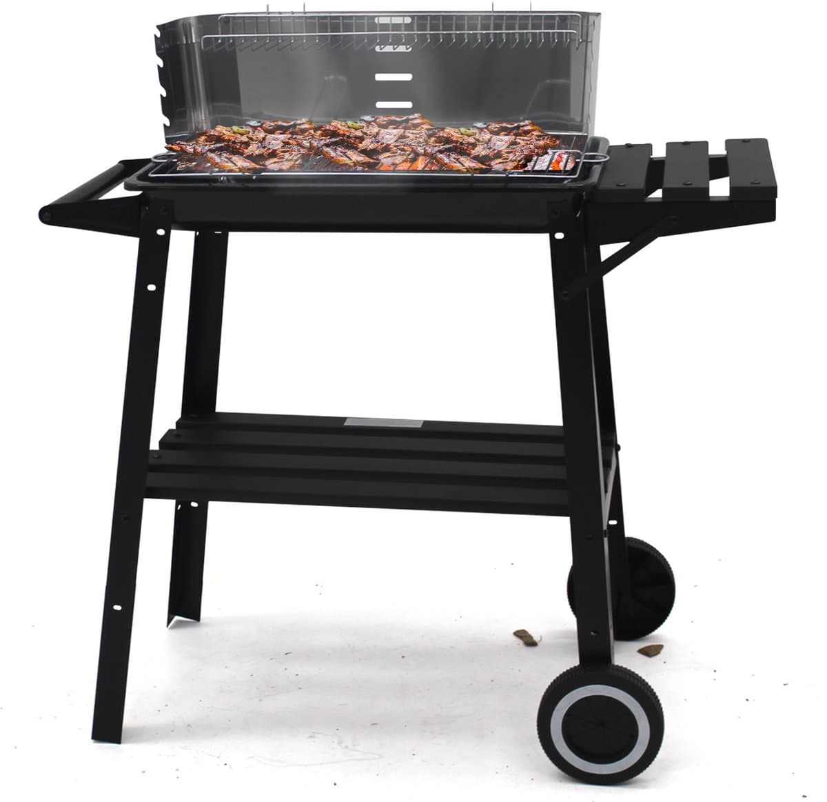 Muntel ® Houtskool barbecue -Op Wielen - BBQ - Asopvangbak - Kunststof - RVS - Zwart - Zilver — afbeelding 1