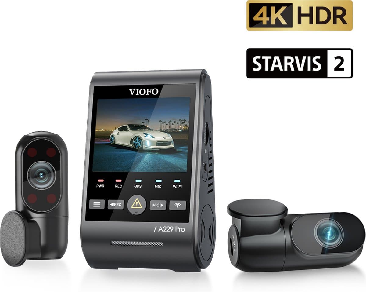 VIOFO A229 Pro 3CH - 4K Dashcam - inclusief CPL filter en interieurcamera - 2023 — afbeelding 1