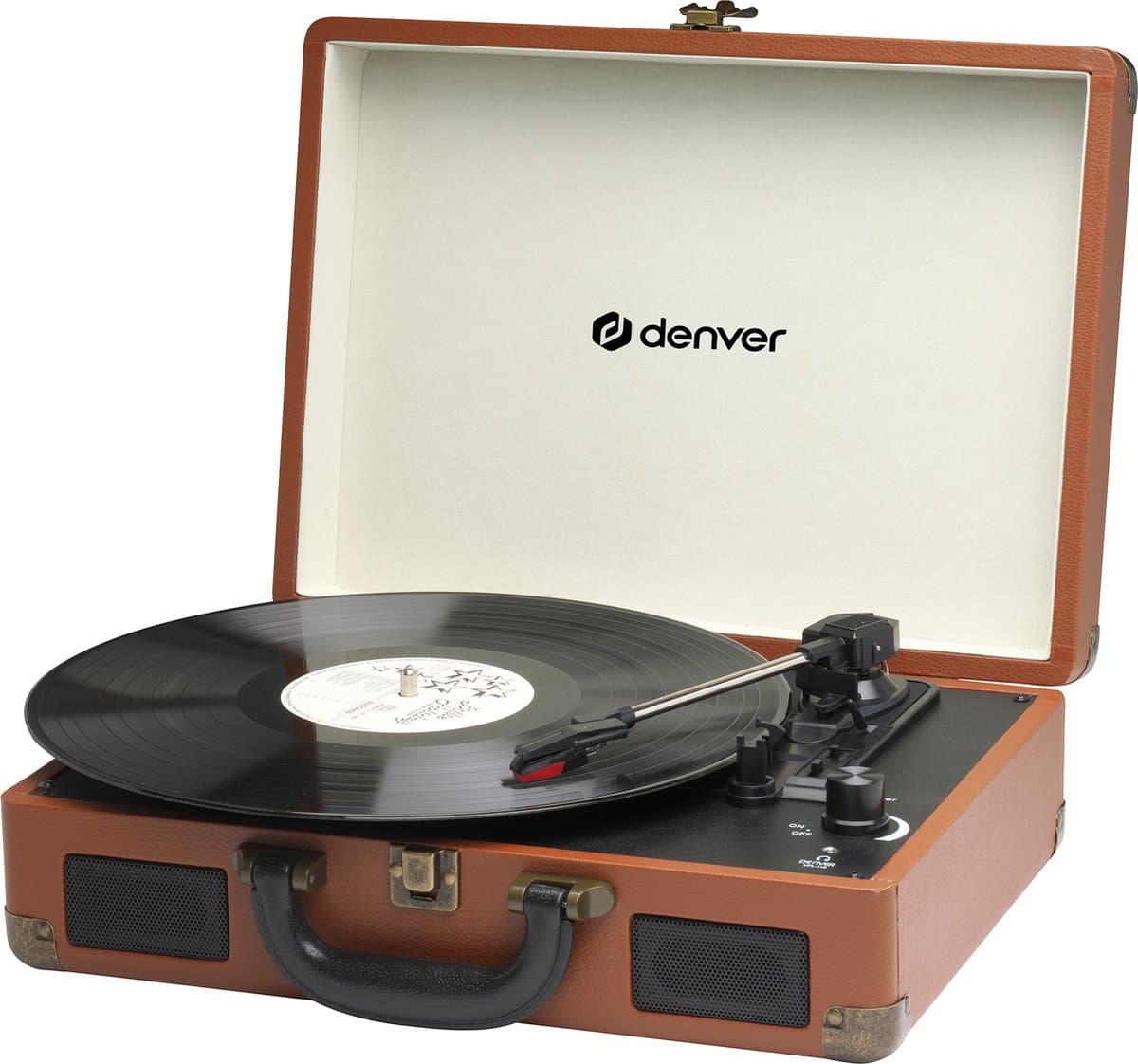 Denver Platenspeler - Ingebouwde Speakers - Incl. PC Software - Auto-stop - Retro - VPL120 - Bruin — afbeelding 1