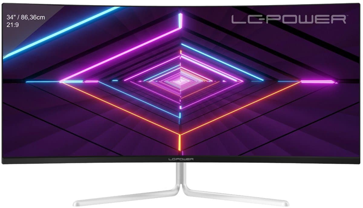 LC-Power LC-M34-UWQHD-100-C-V3 - 34" UltraWide Quad HD LCD Computer Monitor - Wit — afbeelding 1