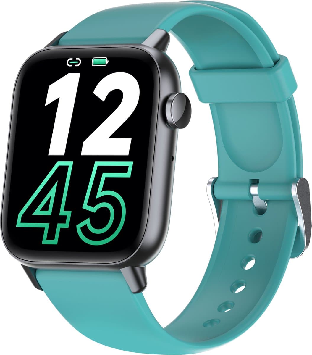 SAMTECH Smartwatch - Heren & Dames – horloge – met HD Touchscreen - Stappenteller, Calorie Teller, Slaap meter – Groen/Turquoise — afbeelding 1