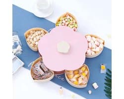 Roterende Sieraden organizer - Container snoep - Snoepdoos - Nootjes Hapjes Borrel Snackbox - Healthy High Tea Box - 22 cm - Bloem opbergdoos