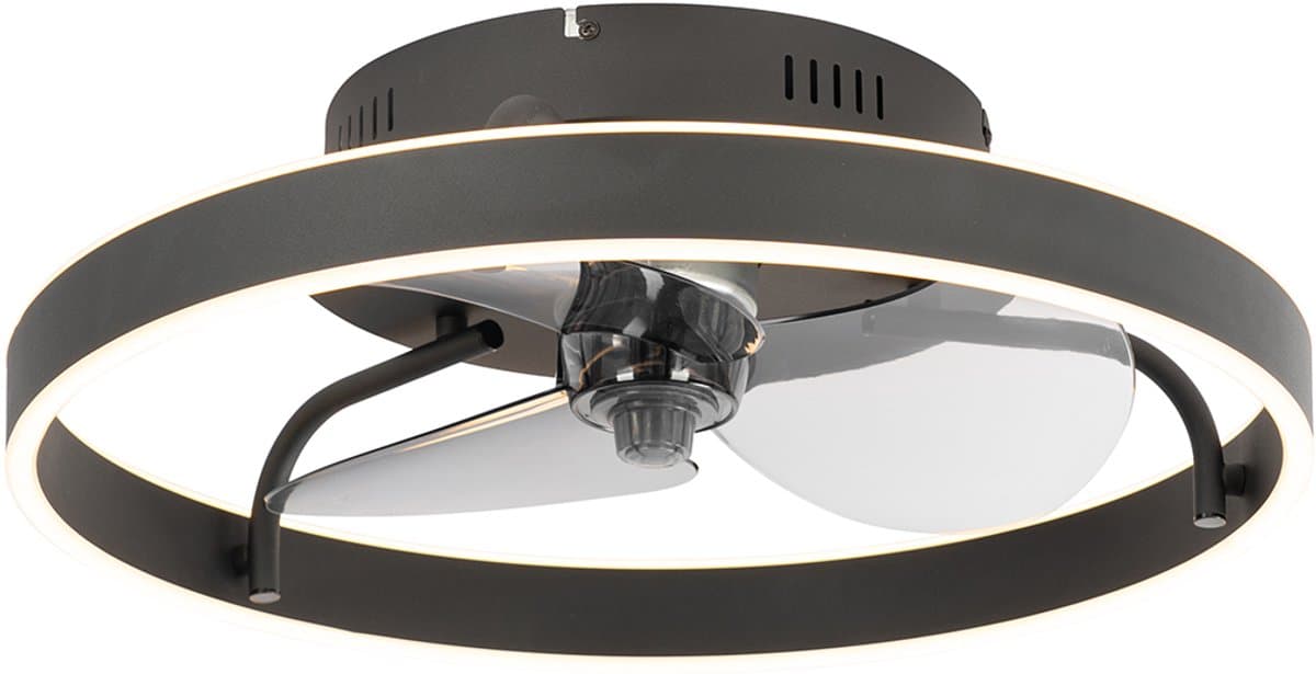 QAZQA maddy - LED Plafondventilator met Verlichting | Lamp en Afstandsbediening - 1 lichts - Ø 50 cm - Zwart - Woonkamer | Slaapkamer | Keuken — afbeelding 1