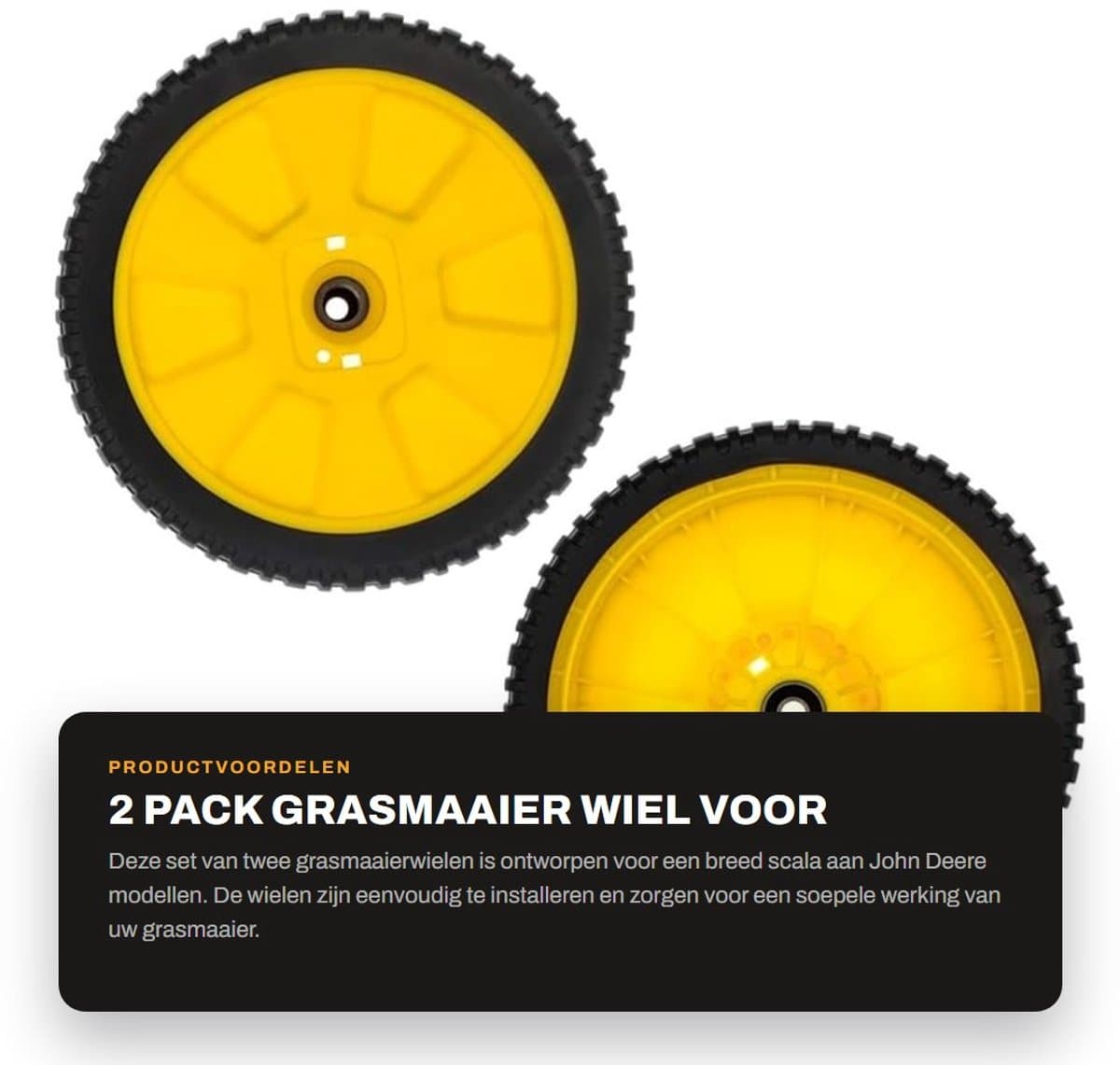 Dailygoods- Grasmaaier Wiel 8 Inch - 2 Pack - Vervangt Oregon 72-115 - Compatibel met John Deere - Naaflengte 1-1/2 Inch - Kunststof - Grasmaaierwielen — afbeelding 1