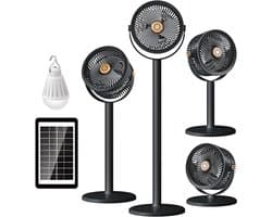 Intrekbare staande circulatieventilator op zonne-energie, USB voeding, krachtige luchtstroom, 3-in-1 multifunctioneel, voor thuisgebruik en buiten kamperen