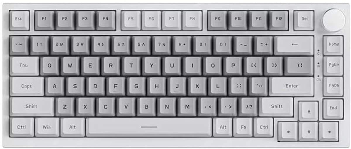 Ajazz AK820 – Mechanisch Toetsenbord 75% – Bedraad USB-C Gaming Keyboard – Hot Swap – Compact QWERTY – 82 Keys – Grijs/Wit — afbeelding 1
