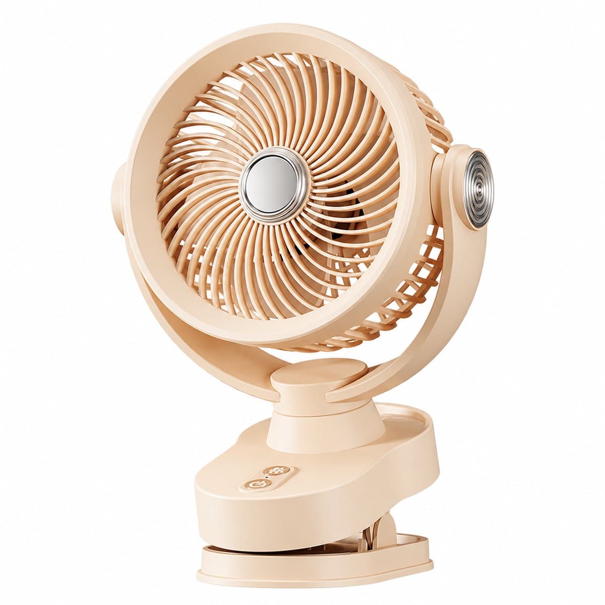 Ventilator - Oplaadbare ventilator - clip on ventilator - 2400mAh USB oplaadbare ventilator - 3 windsnelheden - LED-nachtlampje - Stille werking, geschikt voor bureaus, slaapkamers en kamperen - Grijs — afbeelding 1