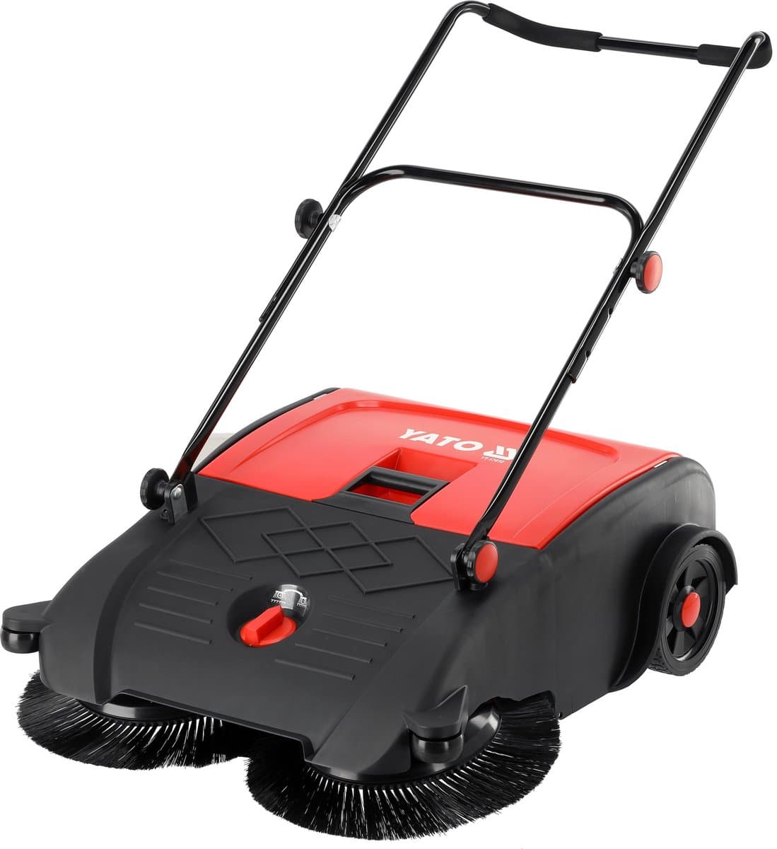 Handveegmachine – Mechanische Veegmachine met 2 Zijborstels – Werkbreedte 750 mm – 50L Opvangbak – Capaciteit 2350 m²/u – Voor Oprit, Magazijn en Terras — afbeelding 1