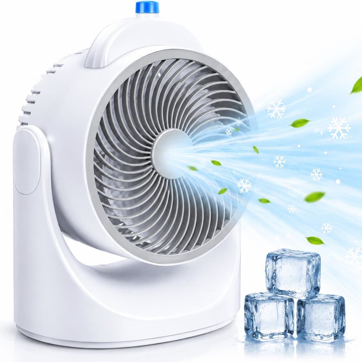 Lifetime Air Mini Aircooler Tafelventilator met Koelelement - Verstelbare Mini Ventilator met 3 Standen - USB Ventilator met LED Licht - 240 ML Koelelement - voor Tafel Bureau Slaapkamer — afbeelding 1