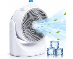 Lifetime Air Mini Aircooler Tafelventilator met Koelelement - Verstelbare Mini Ventilator met 3 Standen - USB Ventilator met LED Licht - 240 ML Koelelement - voor Tafel Bureau Slaapkamer
