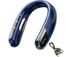 Oplaadbare draagbare nekventilator - 3000 mAh capaciteit, ventilator zonder bladen, blauwe koelventilator