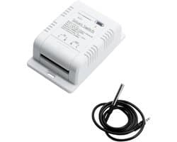 Slimme Temperatuur Sensor - Vochtigheidsschakelaar Thermostaat - Energie Monitoring - Waterdichte Sonde - 16A Relais - Wit