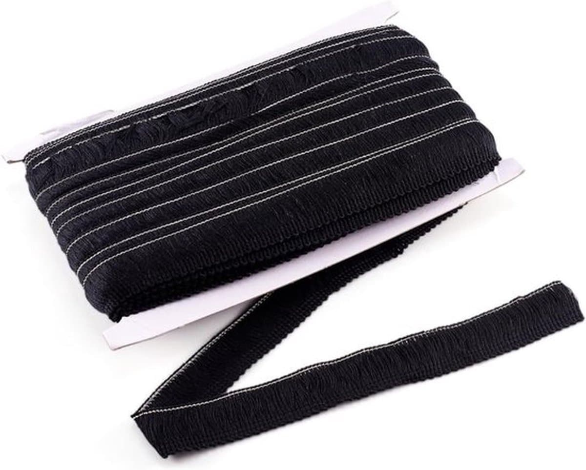 25m franje trimmen 25mm - Polyester kwastje lint zwart voor DIY latin jurk - Naaien accessoires — afbeelding 1