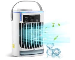 Ventilator - Tafelventilator - Ventilator klein - Tafelventilator draadloos - Vernevelende koelventilator - Watergekoelde ventilator met drie instelbare snelheden - Wit - Kunststof
