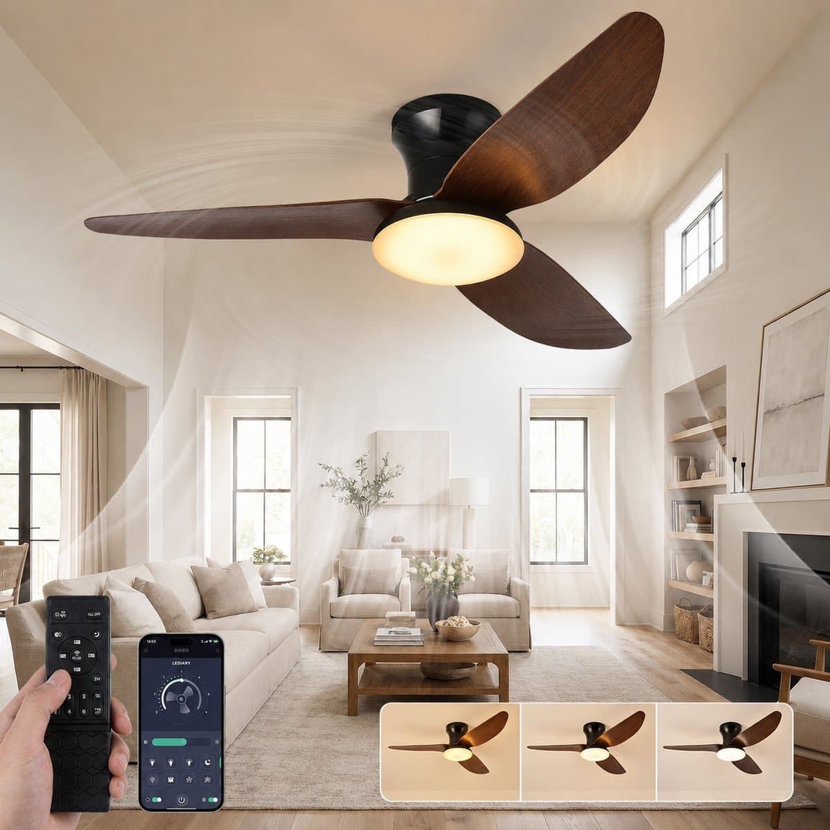 Lapamax Luxe Plafondventilator met Verlichting Ø100 cm – Smart Ventilator Lamp met App en Afstandsbediening – Dimbaar 3000K–6000K, 6 Snelheden, Timer en Zomer/Winterstand – Voor Woonkamer, Slaapkamer en Eetkamer- LED Lamp — afbeelding 1