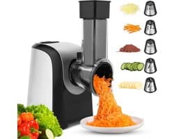 Elektrische Groentesnijder - Keukenmachine Rasp - Snel Groenten Snijden - 5-in-1 Multifunctioneel - 150 W - Zwart