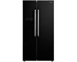 Heinner HSBS-M548NFINVBKE++ American Side-by-Side Koelkast – 548 L – Total No Frost – Inverter Compressor – Touchbediening – Super Cooling – Super Freeze – Holiday-functie – Open-deur Alarm – Zwart – 5 Jaar Garantie